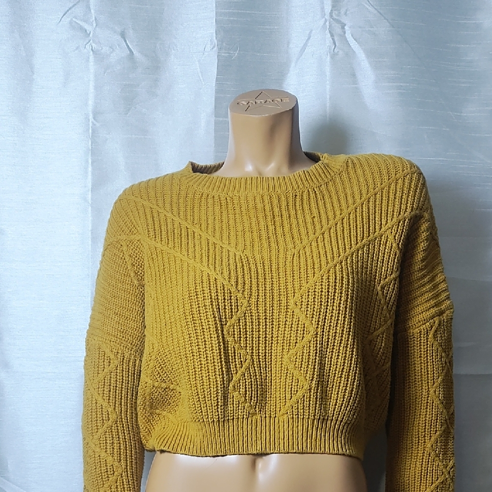 Ambiance Yellow Crew Neck Sweater with‎ Textural Detailing